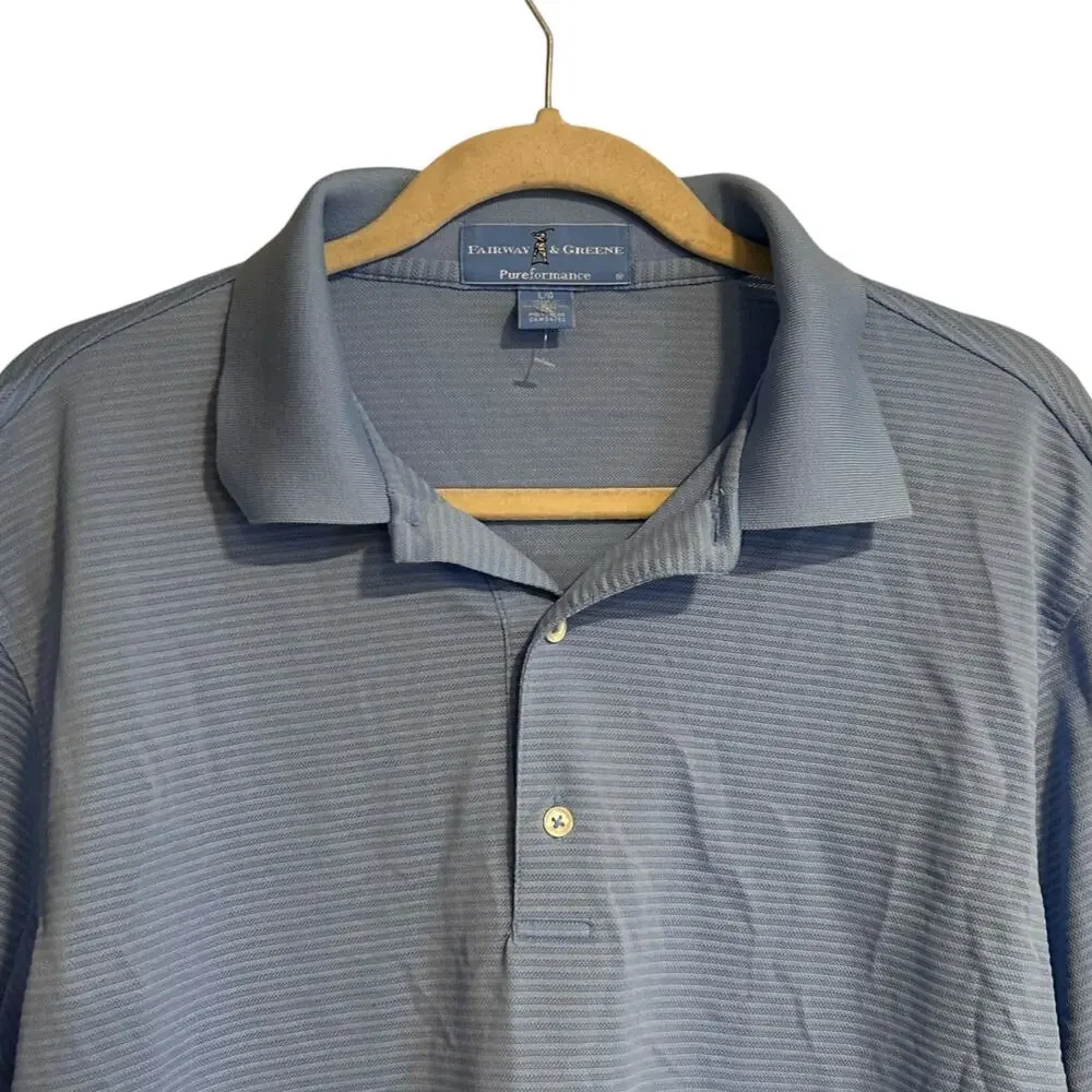 Vintage Fairway Green Purformance Blue Polo Shirt Men Sz Large Sterling Vineyard - Picture 5 of 13